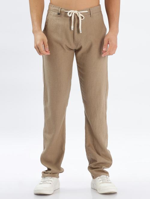 men solid mid rise full length regular fit casual trouser - 21635800 - Very Small Image - 1