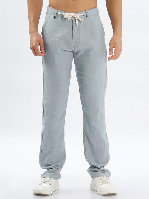 men solid mid rise full length regular fit casual trouser - 21635802 - Very Small Image - 1