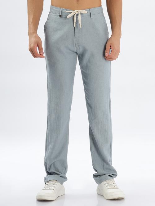 men solid mid rise full length regular fit casual trouser - 21635803 - Very Small Image - 1