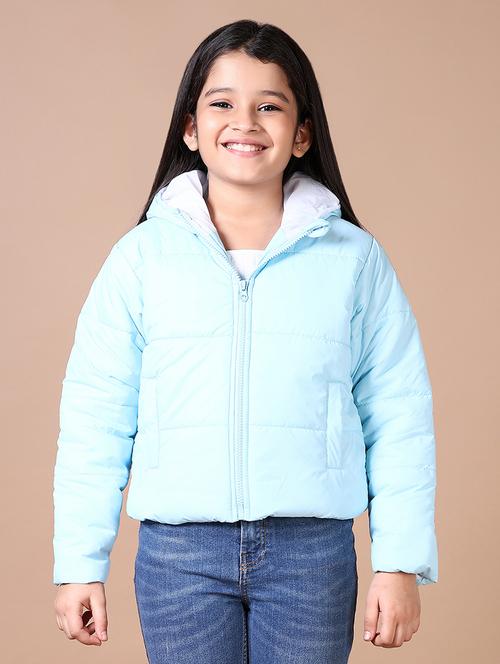 girls solid hooded quilted jacket - 21636449 - Very Small Image - 1