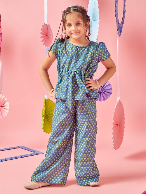 girls floral round neck full length co-ords set - 21636523 - Very Small Image - 1