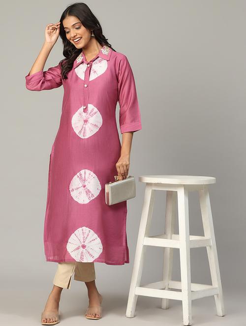 women tie & dye three quarter sleeve a-line kurta - 21636588 - Very Small Image - 1