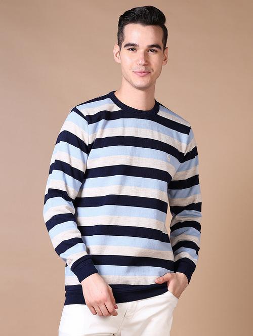 men multi color stripes long sleeve sweatshirt - 21636977 - Very Small Image - 1
