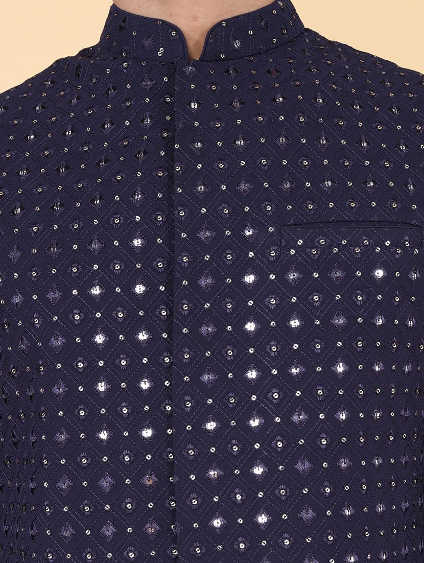 men mandarin neck embroidered nehru jacket - 21638285 - Standard Image - 5