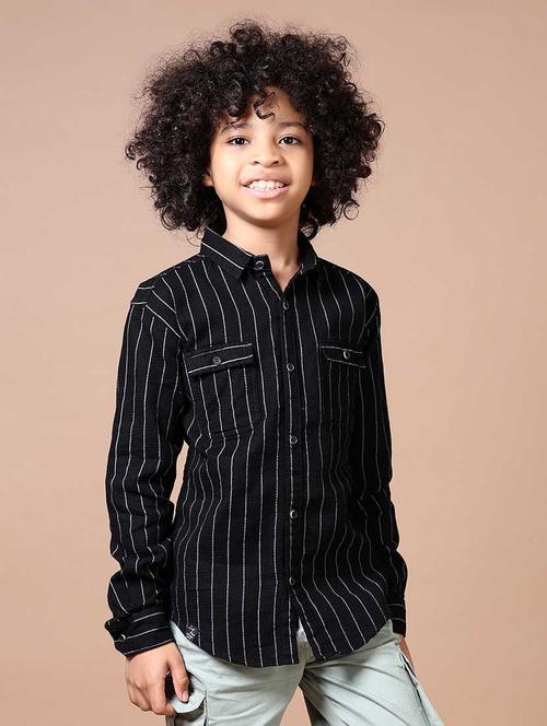 Boys Long Sleeves Striped Shirt - 21638419 - Very Small Image - 1