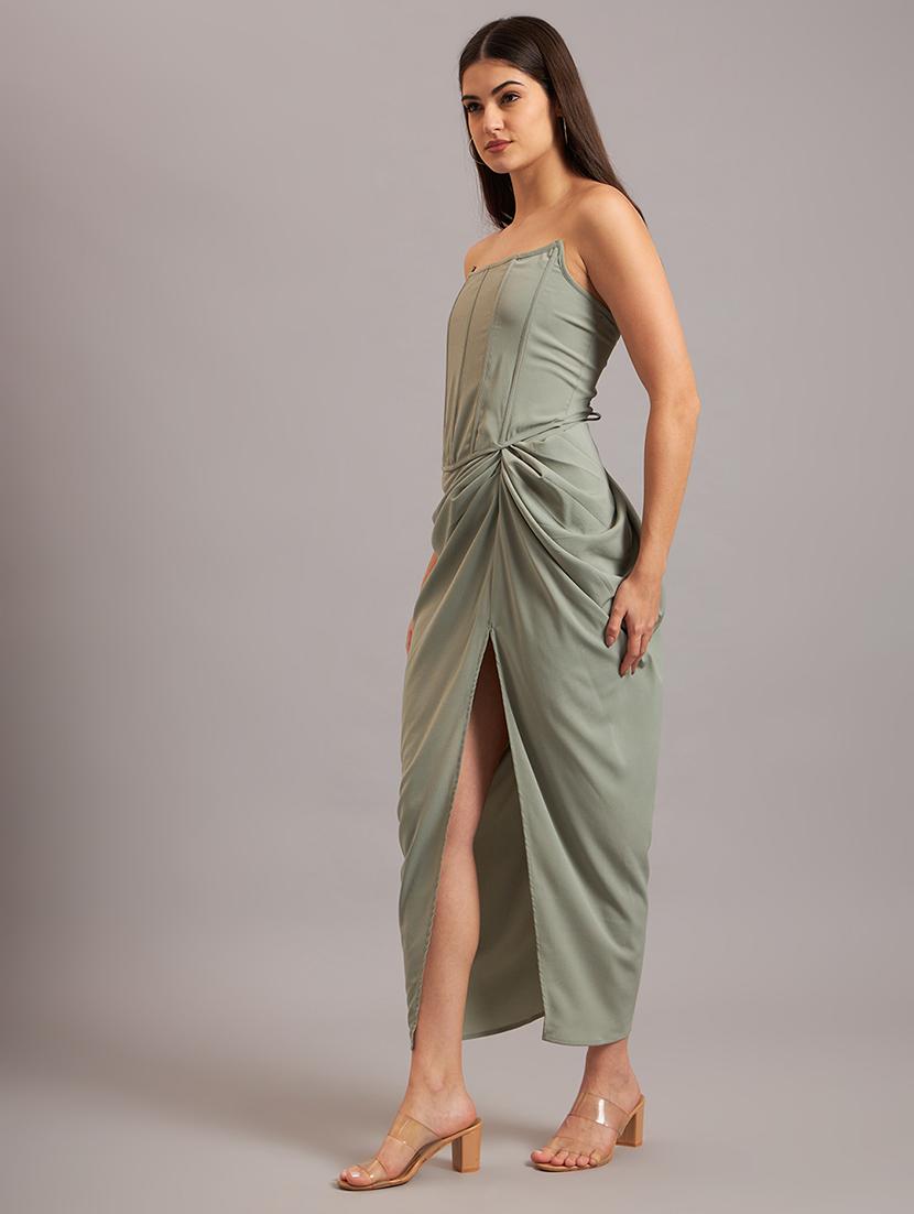 women solid ruched sleeveless dress - 21638502 - Zoom Image - 2