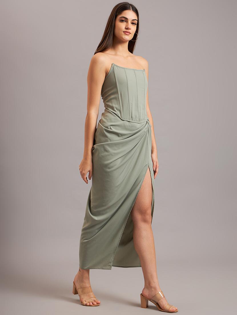 women solid ruched sleeveless dress - 21638502 - Zoom Image - 3