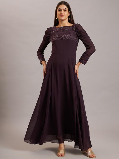 women embroidered georgette fit & flare dress - 21638525 - Very Small Image - 1