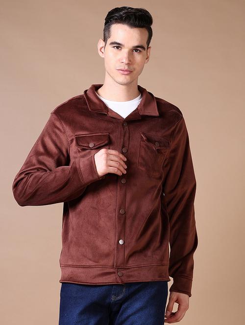 men solid long sleeve shacket - 21638812 - Very Small Image - 1