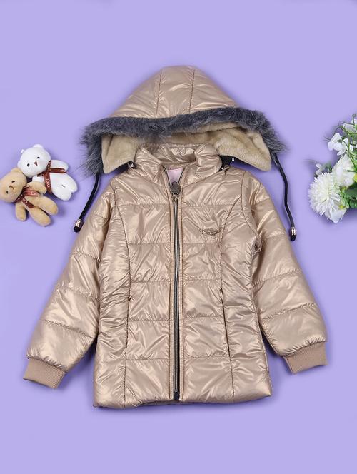 girls solid long sleeve hooded quilted jacket - 21638826 - Very Small Image - 1