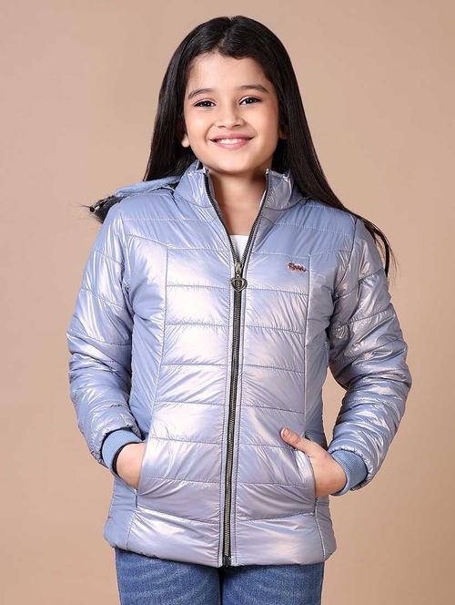 girls solid long sleeve quilted jacket - 21638841 - Very Small Image - 1