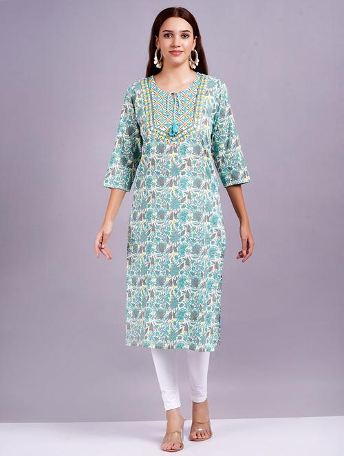women three quarter sleeve straight kurta - 21639111 - Very Small Image - 1