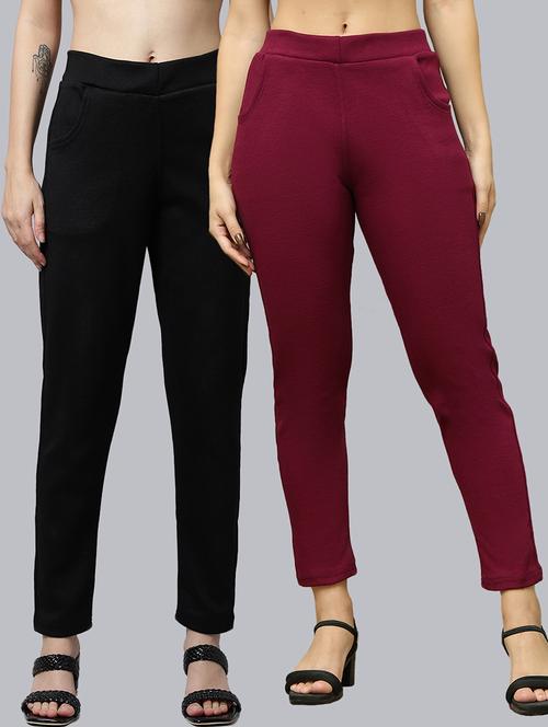 women pack of 2 solid woolen jeggings - 21639902 - Very Small Image - 1