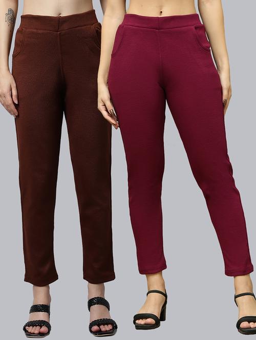 women pack of 2 solid woolen jeggings - 21639903 - Very Small Image - 1