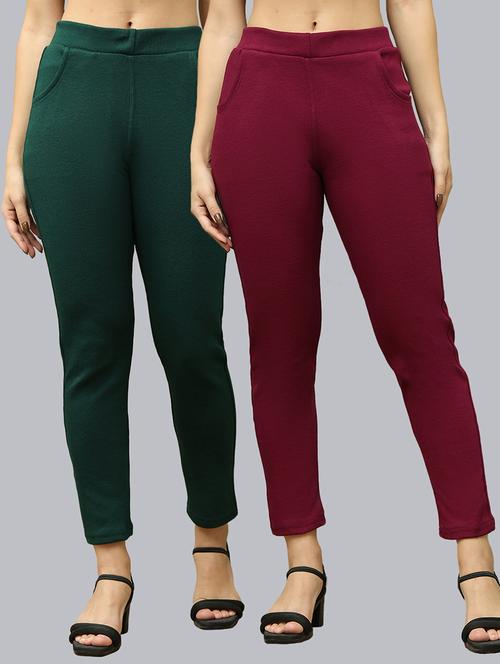 women pack of 2 solid woolen jeggings - 21639908 - Very Small Image - 1