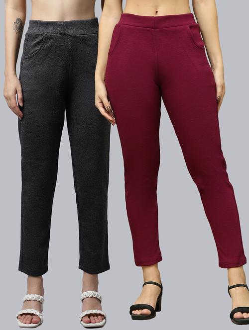women pack of 2 solid woolen jeggings - 21639910 - Very Small Image - 1
