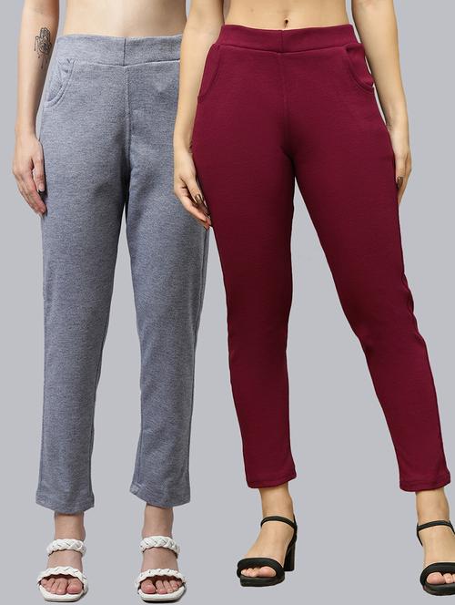 women pack of 2 solid woolen jeggings - 21639911 - Very Small Image - 1