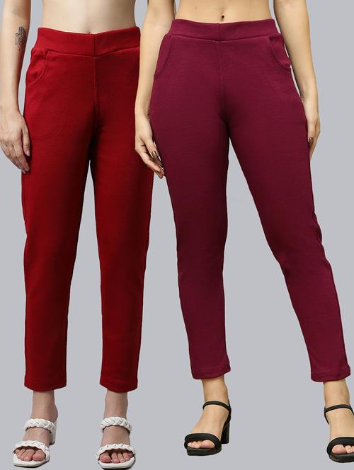 women pack of 2 solid woolen jeggings - 21639914 - Very Small Image - 1