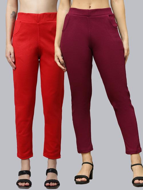women pack of 2 solid woolen jeggings - 21639926 - Very Small Image - 1