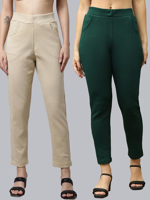 women pack of 2 solid woolen jeggings - 21639930 - Very Small Image - 1