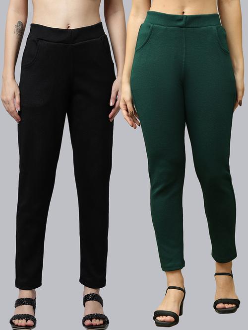 women pack of 2 plain woolen pants - 21639932 - Very Small Image - 1