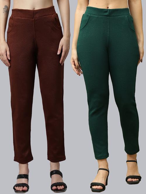 women pack of 2 plain woolen pants - 21639934 - Very Small Image - 1