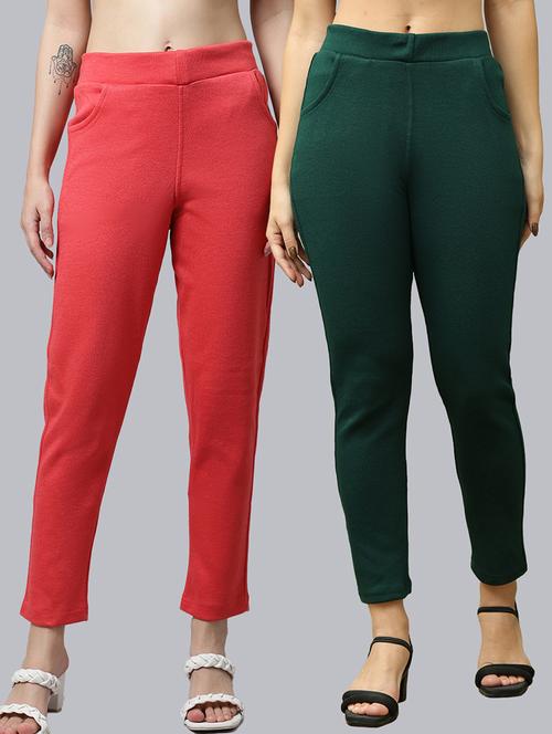 women pack of 2 plain woolen pants - 21639936 - Very Small Image - 1
