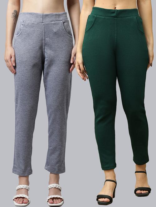 women pack of 2 plain woolen pants - 21639940 - Very Small Image - 1