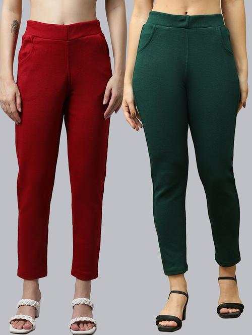 women pack of 2 plain woolen pants - 21639941 - Very Small Image - 1