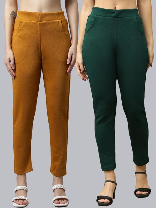 women pack of 2 plain woolen pants - 21639944 - Very Small Image - 1