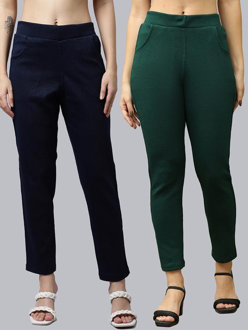 women pack of 2 plain woolen pants - 21639946 - Very Small Image - 1