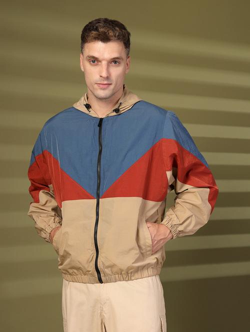 Men Color Block Long Sleeve Bomber Jacket - 21640053 - Very Small Image - 1