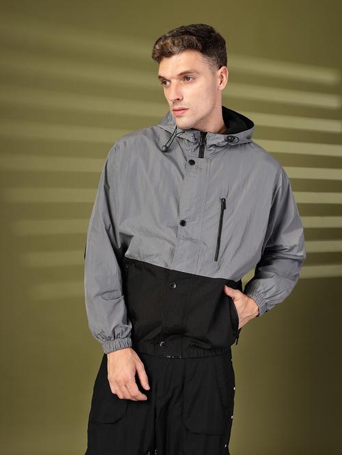 Men Color Block Long Sleeve Bomber Jacket - 21640061 - Very Small Image - 1
