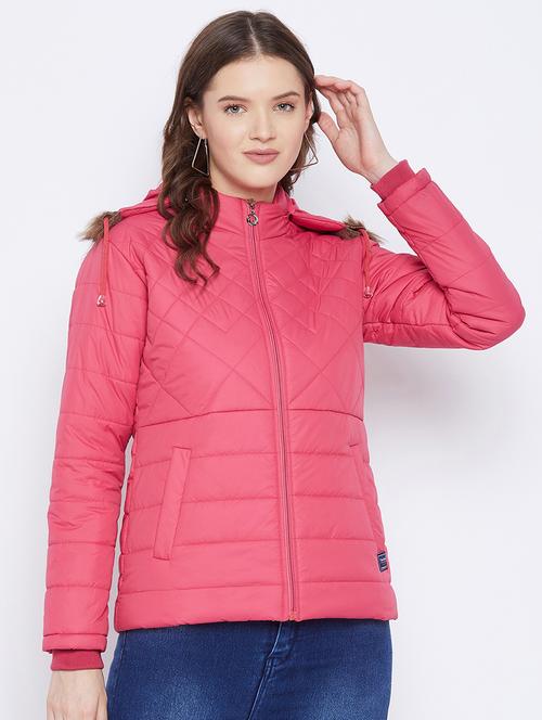 women plain hood neck & long sleeve quilted jacket - 21640836 - Very Small Image - 1