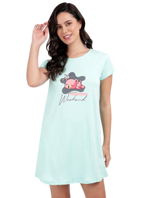 women front print short sleeves sleepshirt - 21641010 - Very Small Image - 1