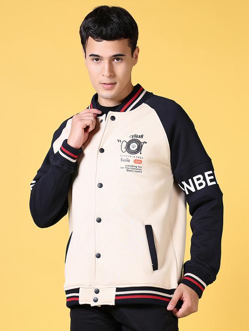 men color block long sleeve varsity jacket - 21641366 - Very Small Image - 1