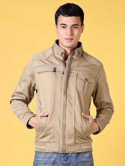 brown cotton casual jacket - 21641396 - Very Small Image - 1