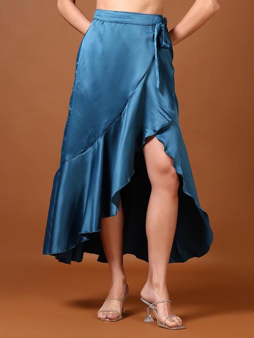 women solid calf length wrap skirt - 21641426 - Very Small Image - 1