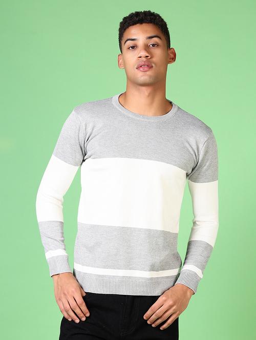 men long sleeves color block pullovers - 21641439 - Very Small Image - 1