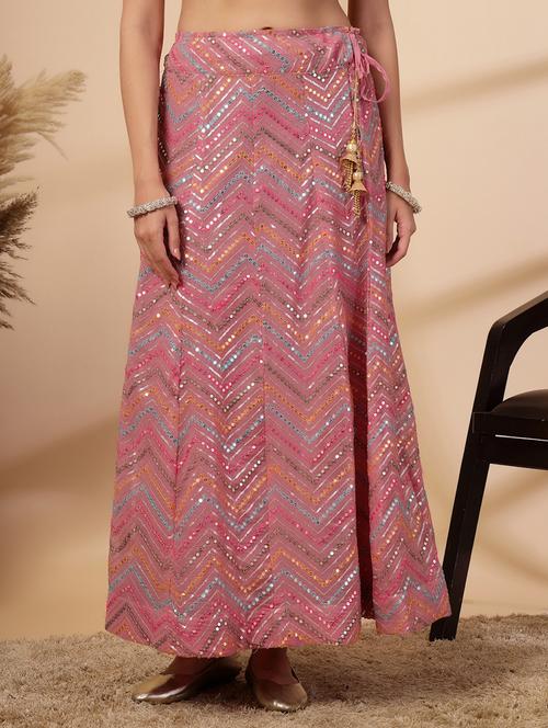 women embroidered sequin work flared skirt - 21641460 - Very Small Image - 1