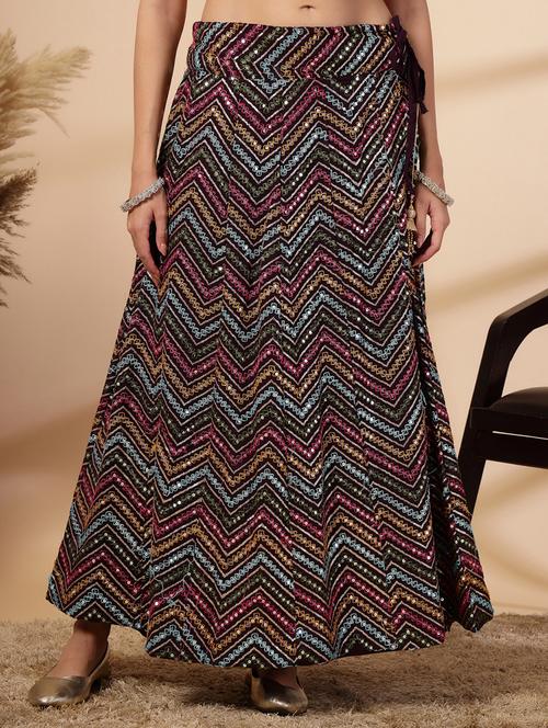 women embroidered sequin work flared skirt - 21641462 - Very Small Image - 1