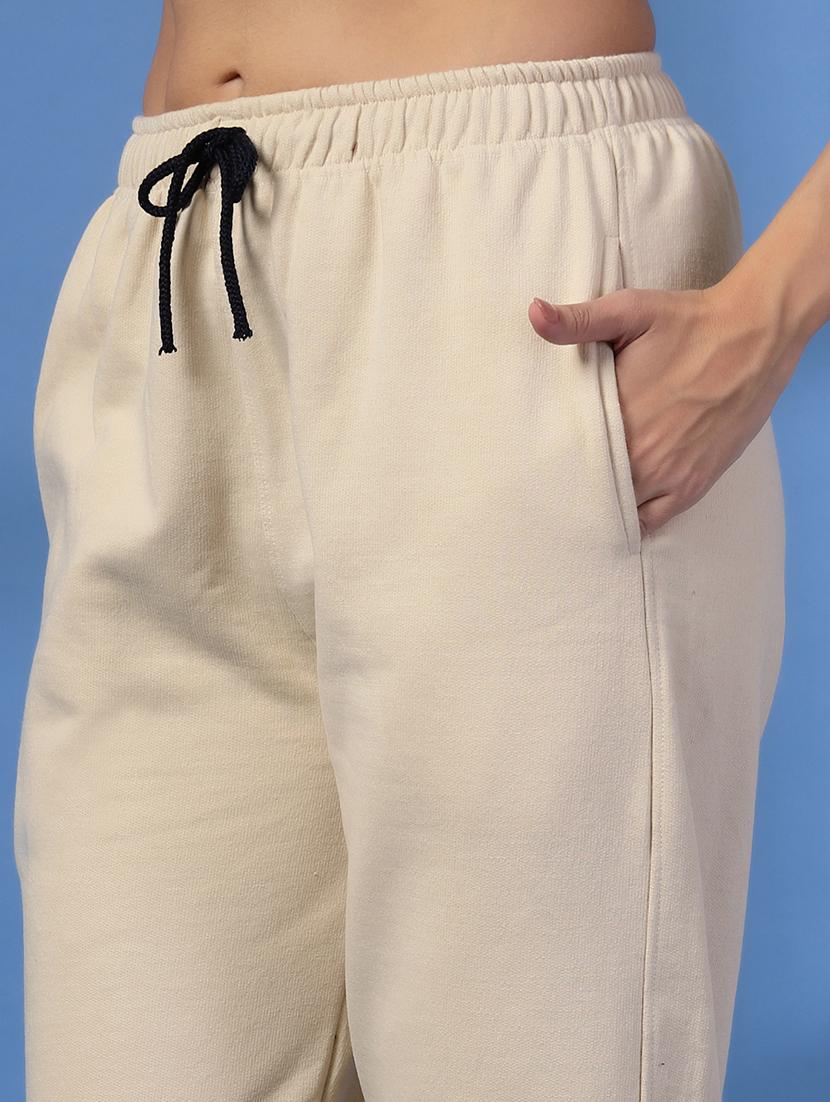 women off white solid track pants - 21641467 - Zoom Image - 5