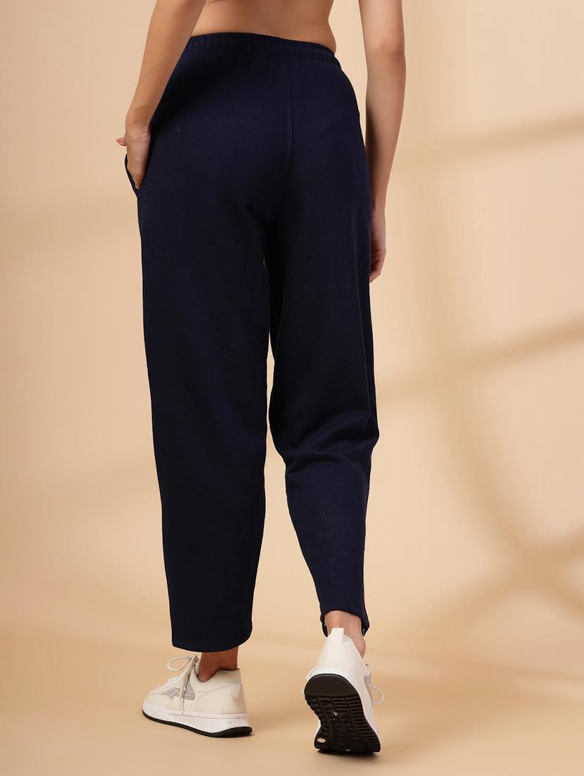 women navy blue solid mid rise track pant - 21641468 - Standard Image - 4