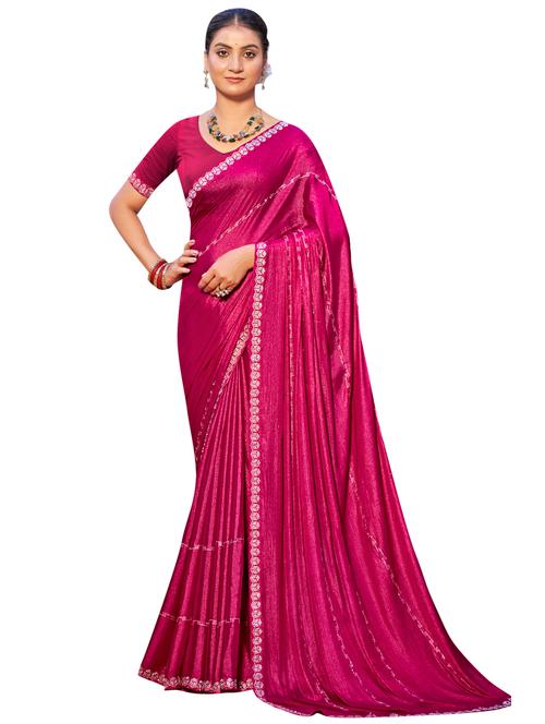 women solid with work embellished saree with blouse - 21641806 - Very Small Image - 1