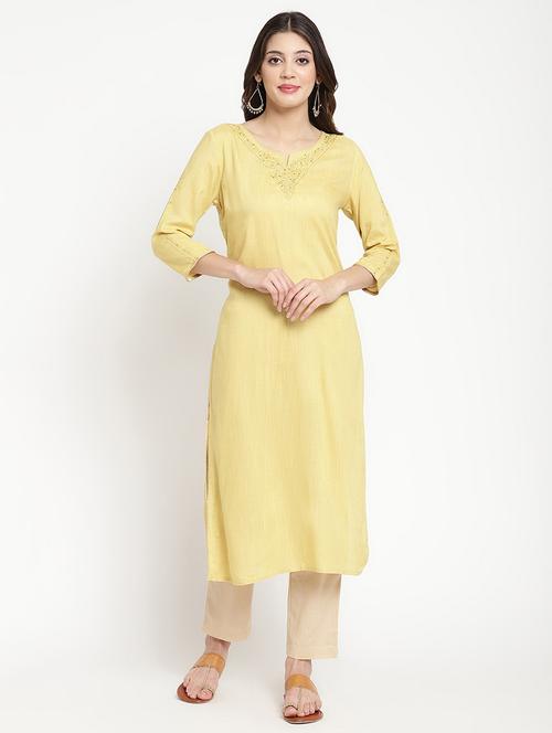 women embroidered three quarter sleeve a-line kurta - 21642034 - Very Small Image - 1