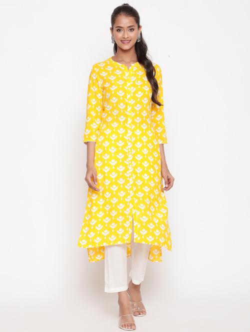 women printed three quarter sleeve a-line kurta - 21642059 - Very Small Image - 1