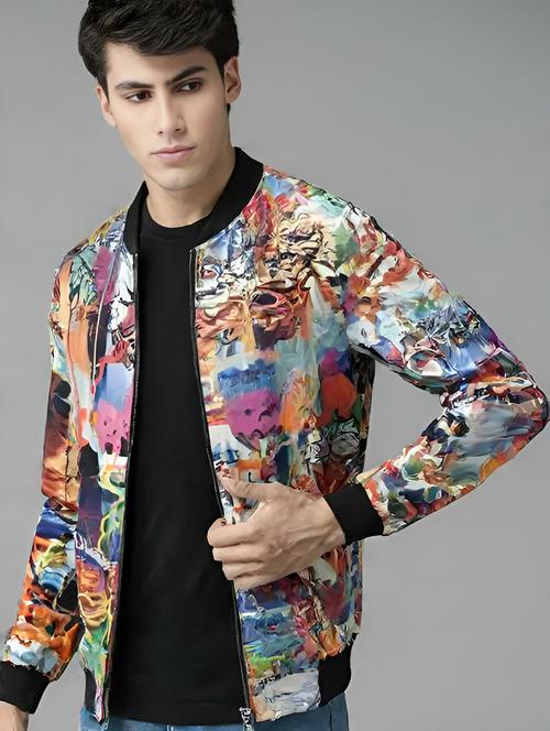 men printed long sleeve casual jacket - 21642325 - Very Small Image - 1