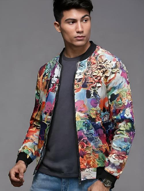 men printed long sleeve casual jacket - 21642327 - Very Small Image - 1