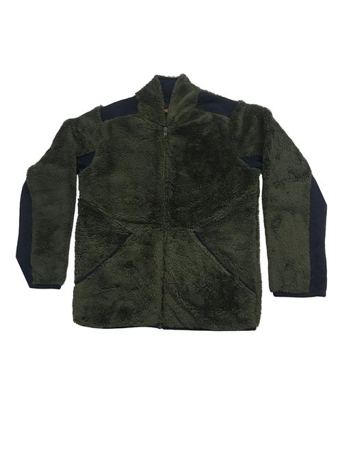 girls plain olive green fur jacket - 21642433 - Very Small Image - 1