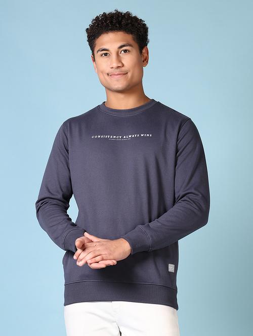 men long sleeves chest print sweatshirt - 21642639 - Very Small Image - 1